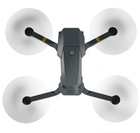 Quad air drone in motion